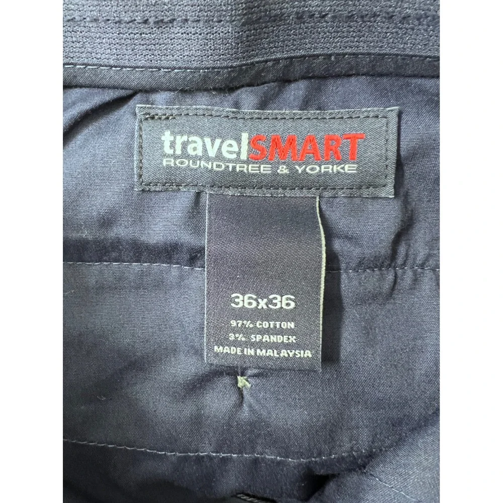 Roundtree & Yorke TravelSmart Mens Grey  Chino Pants 36x36 CoreComfort